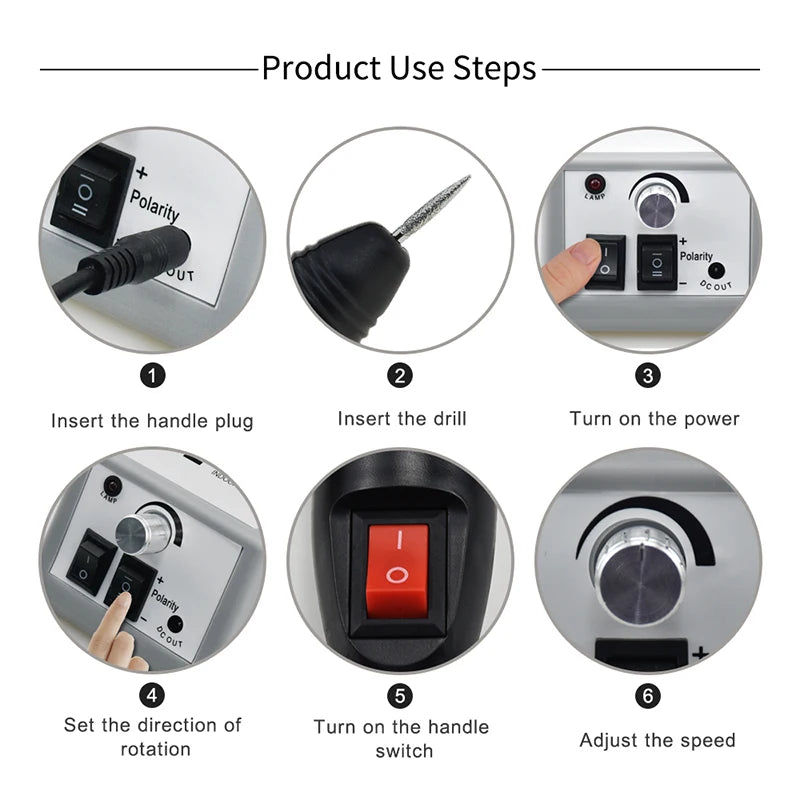 Professional Glazing Nail Drill Manicure 20000 RPM Pedicure Tool 12W Electric Nail Drill File With Nail Drill Bits Peaceful Pleasures Health and Wellness