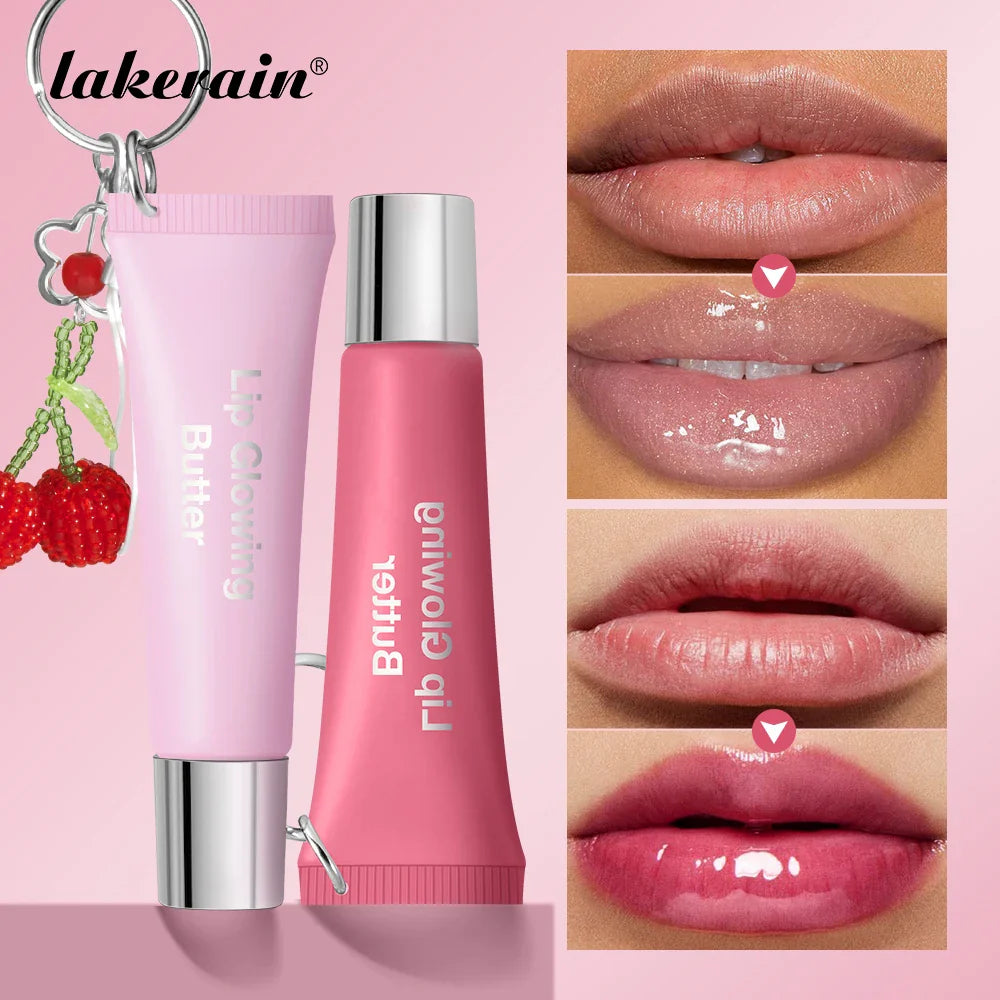 Lakerain Lip Glowing Butter Gloss + Cherry Keychain | 5 Colors