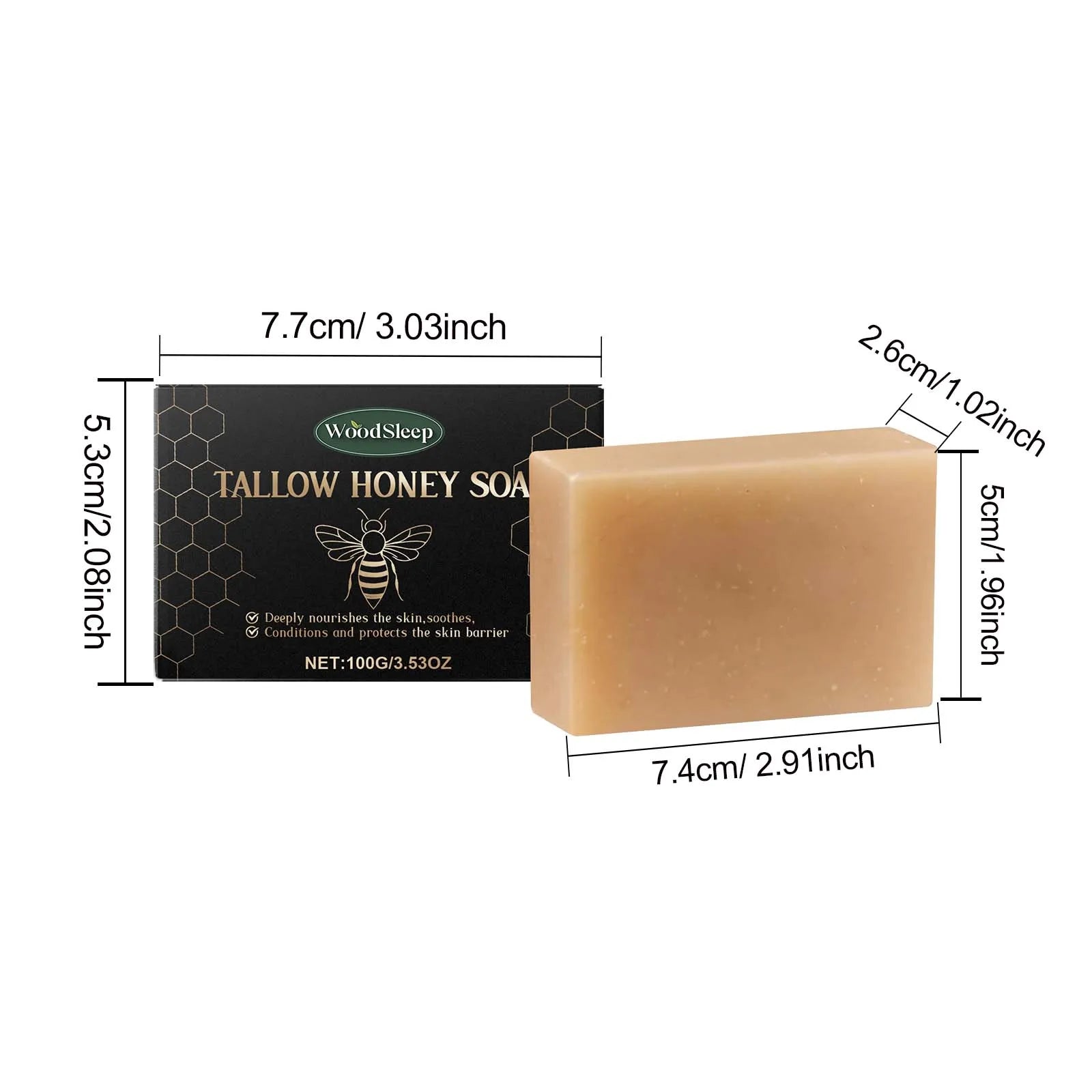 Tallow & Honey Soap Bar – Face & Body Moisturizing Cleanser Peaceful Pleasures Health and Wellness 100g Boxed