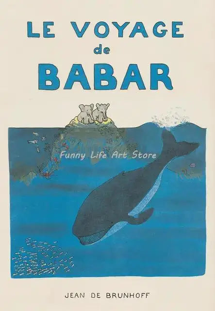 Vintage Babar Elephant Canvas Wall Art | Kids Nursery Poster