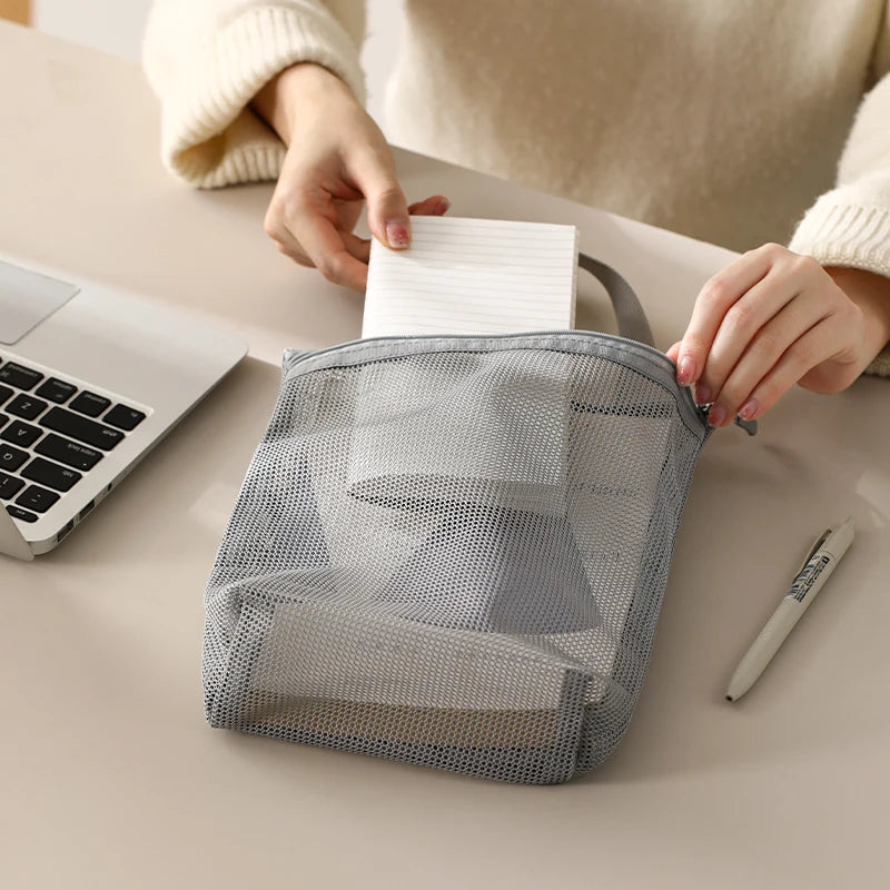 Large Mesh Toiletry Bag with Handle | Travel Makeup Organizer