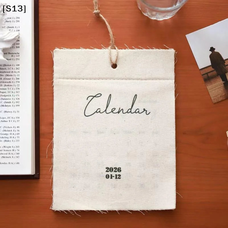 2026 Canvas Hook-Style Fabric Calendar Wall Calendar, High-Value Retro Style, Worthy Wall Calendar DecorationQ@ Peaceful Pleasures Health and Wellness