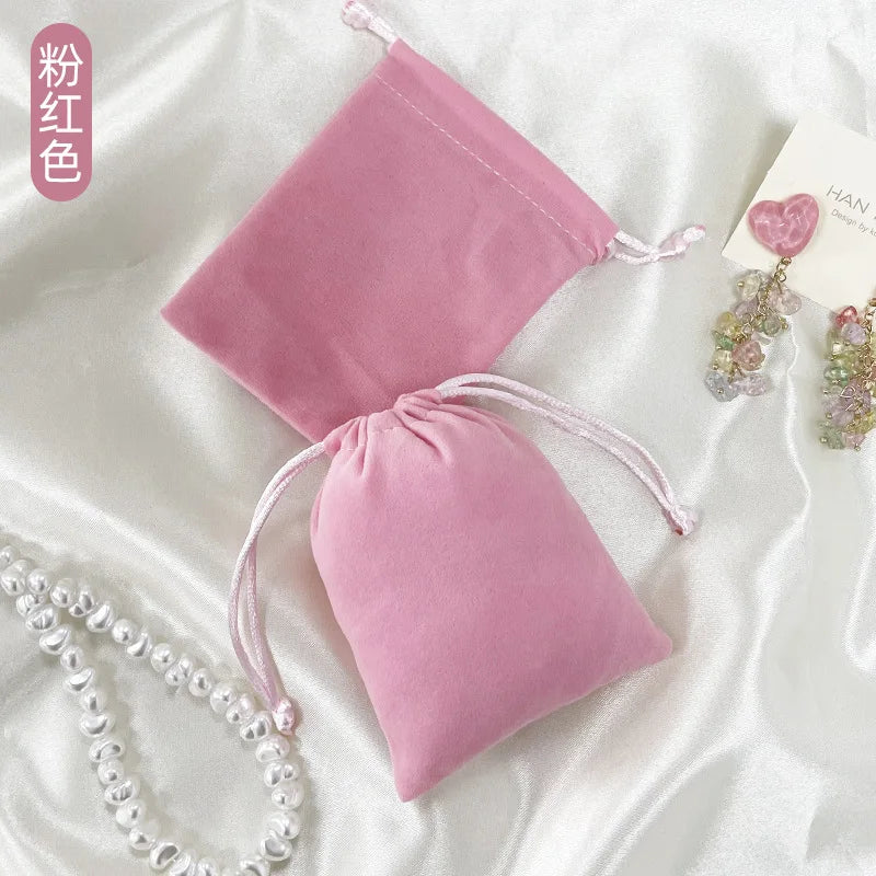 100pcs Velvet Bags 7x9 cm Drawable Jewelry Packaging Bag Gift Wedding Party Display Present Sweets Packing Pouches Peaceful Pleasures Health and Wellness Pink Other