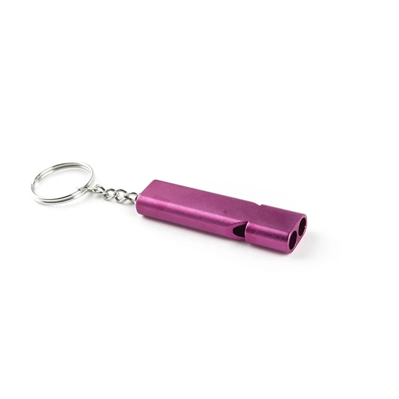 Outdoor Survival Emergency Aluminum Alloy Double Frequency Survival Whistle Training Pigeon Whistle Referee Double Pipe Whistle Peaceful Pleasures Health and Wellness Purple