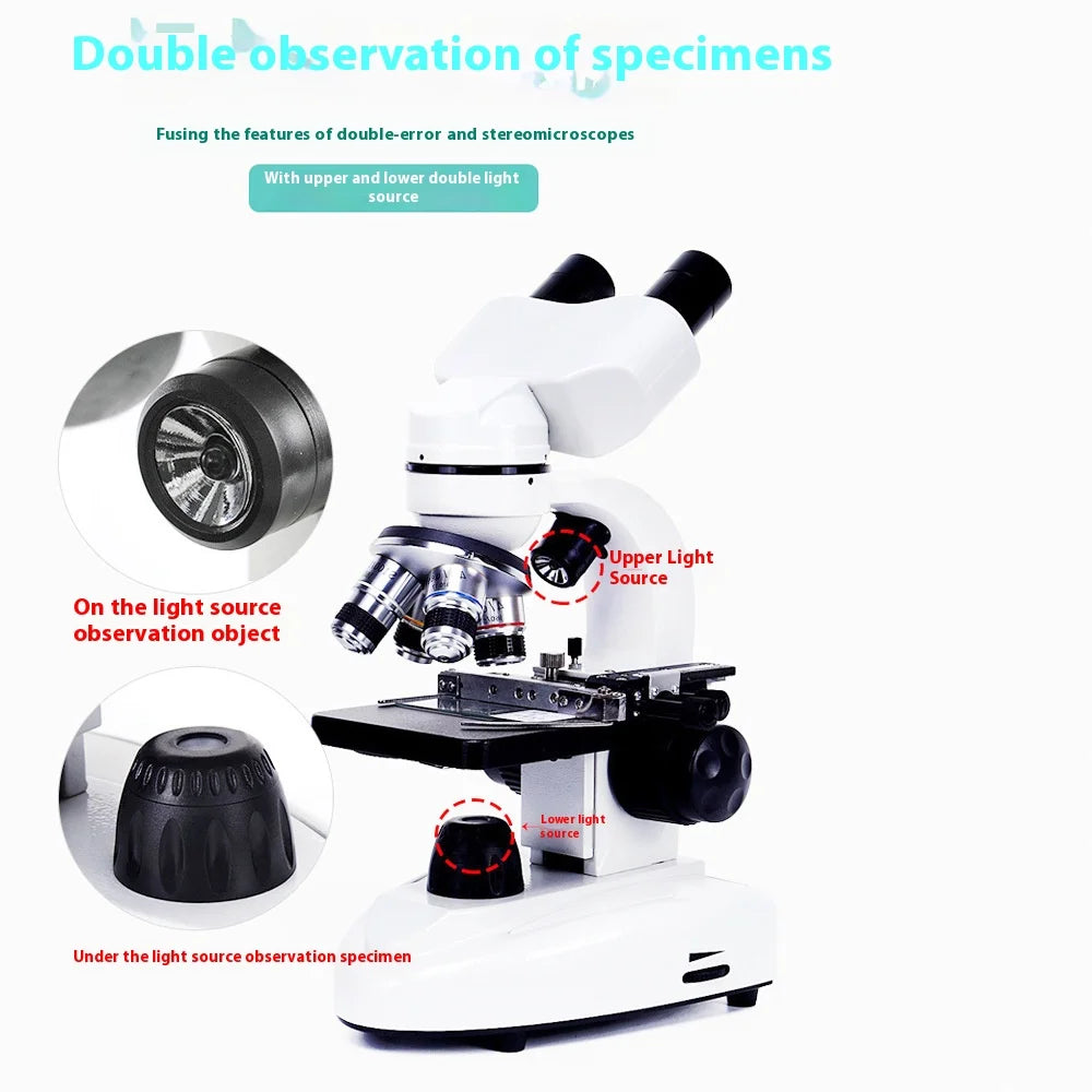 Binocular Biological Microscope 40X-640X Professional Teaching Experimental Microscope Student Interest Cultivation Peaceful Pleasures Health and Wellness