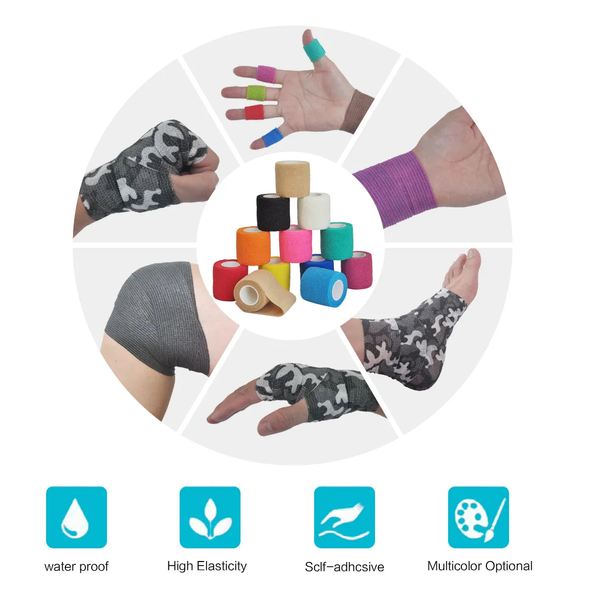 2.5/5/10cm*4.8m Gauze Bandage Self-adhesive Breathable Elastic Bandages for Sports Fixing Finger Wrist Leg Sports Protector Peaceful Pleasures Health and Wellness