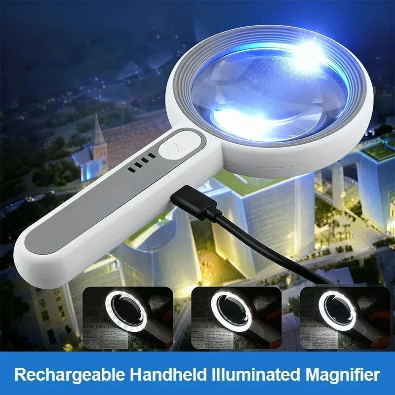 New High Power USB Charging Magnifying Glass With LED for Electronic Repair Antique Identification Peaceful Pleasures Health and Wellness