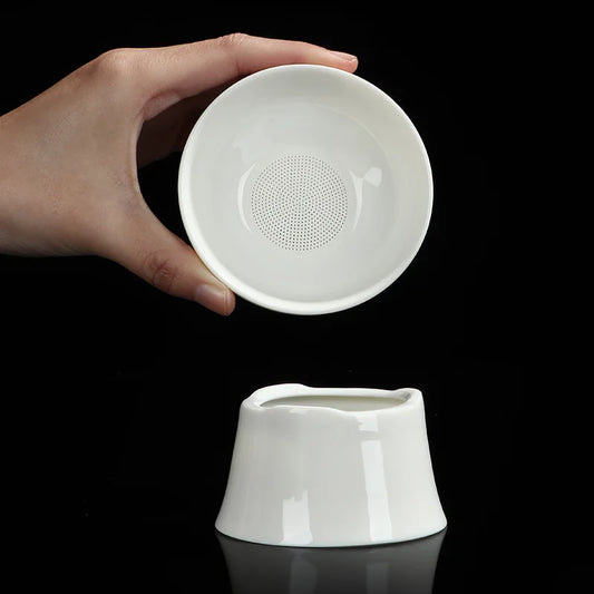 Mutton fat jade white porcelain tea drain ceramic filter kung fu tea set accessories for home tea filter Peaceful Pleasures Health and Wellness