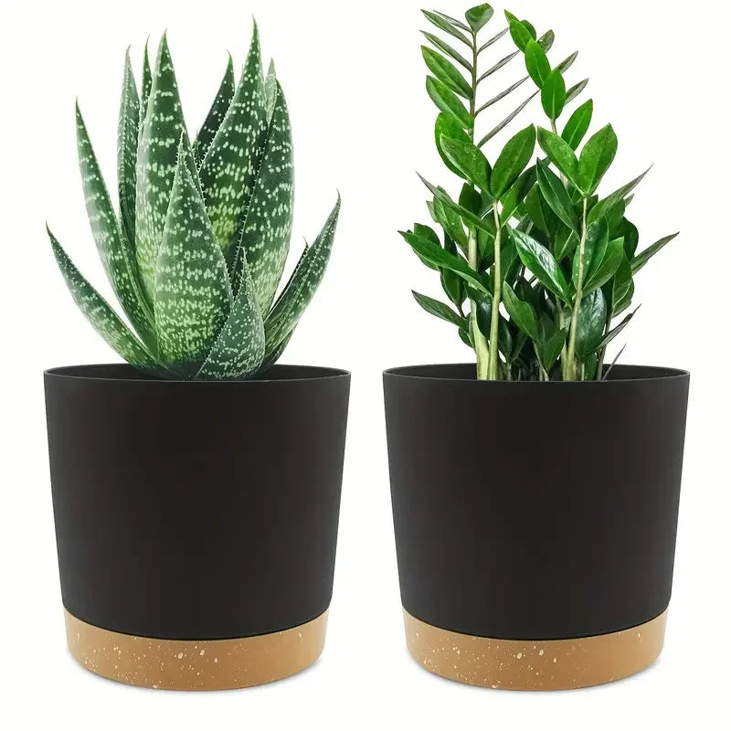 2-Pack Plant Pots with Drainage Holes & Saucer | Indoor & Outdoor