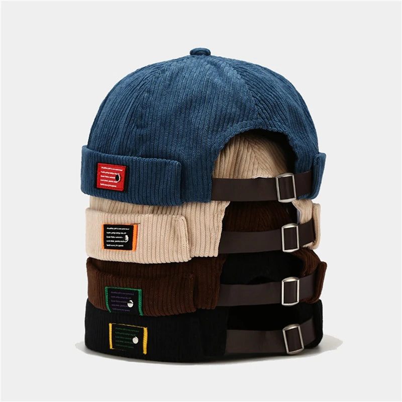 Men Women Retro Dome Melon Brimless Beanie Cap Unisex Skullcap Sailor Cotton Mechanic Trendy Color Elastic Panels Docker Hat Peaceful Pleasures Health and Wellness