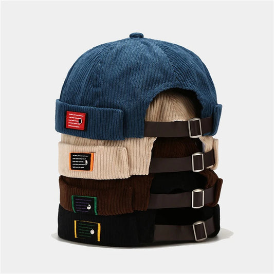 Men Women Retro Dome Melon Brimless Beanie Cap Unisex Skullcap Sailor Cotton Mechanic Trendy Color Elastic Panels Docker Hat Peaceful Pleasures Health and Wellness
