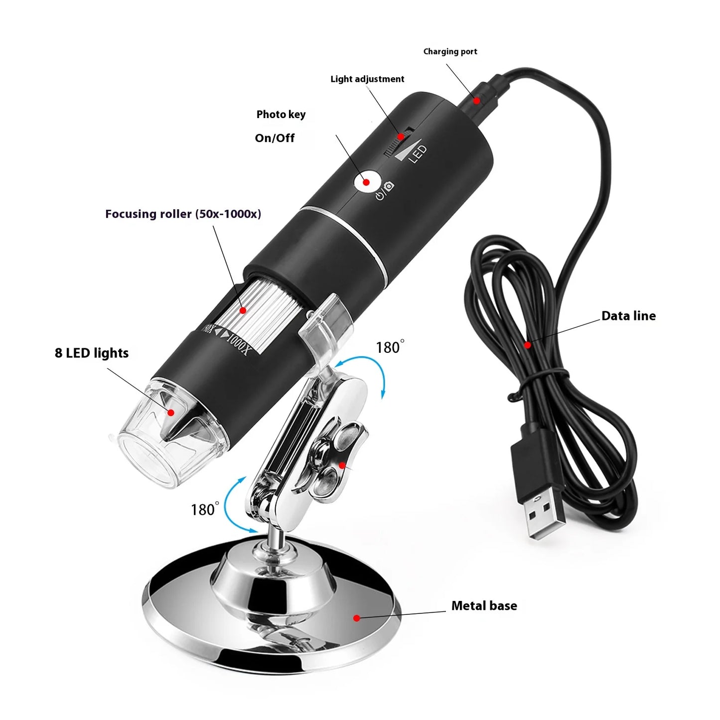 Wifi Handheld Industrial Digital Microscope, Biological Mobile Phone Maintenance, Usb Video Electronic Magnifying Glass 1000X Peaceful Pleasures Health and Wellness