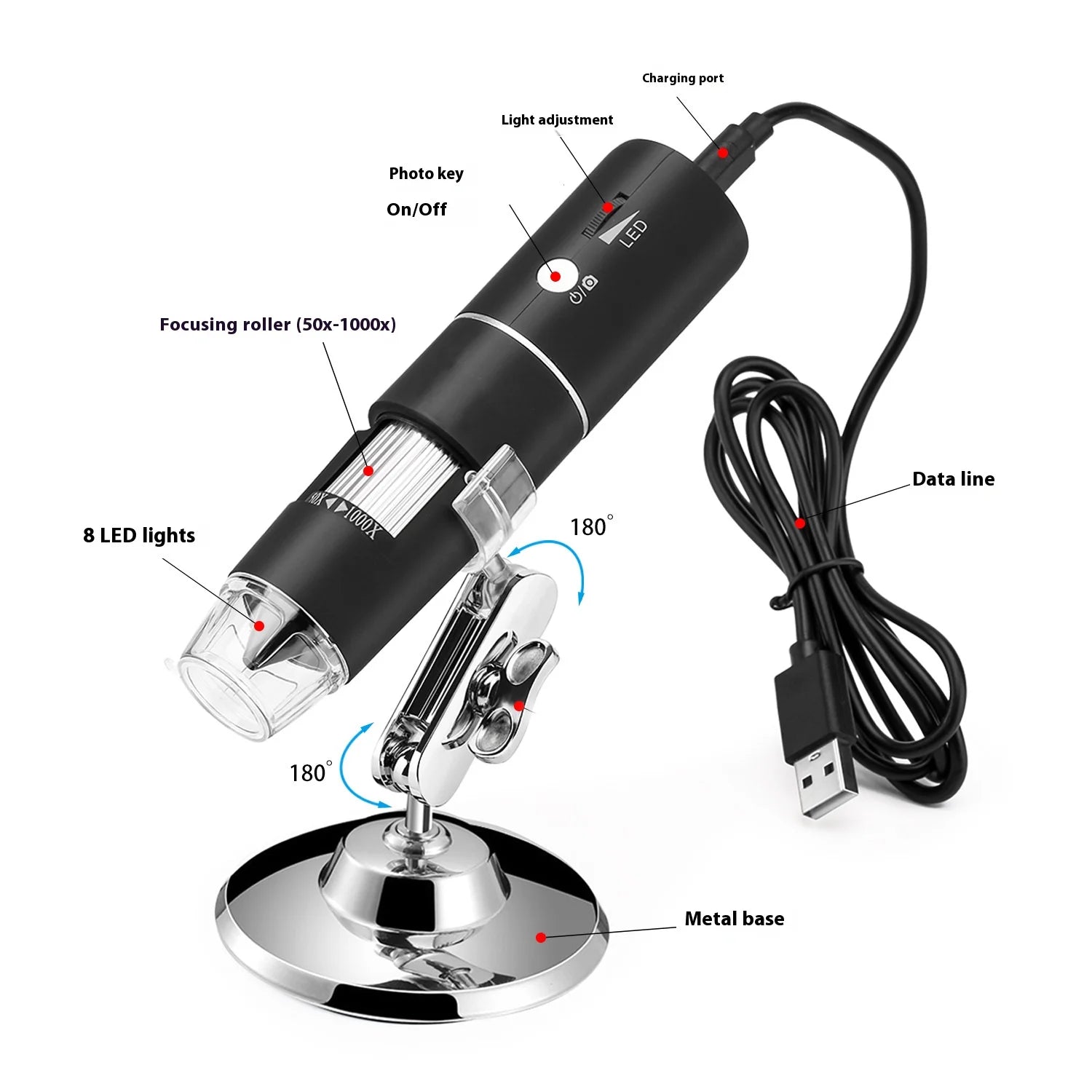 Wifi Handheld Industrial Digital Microscope, Biological Mobile Phone Maintenance, Usb Video Electronic Magnifying Glass 1000X Peaceful Pleasures Health and Wellness