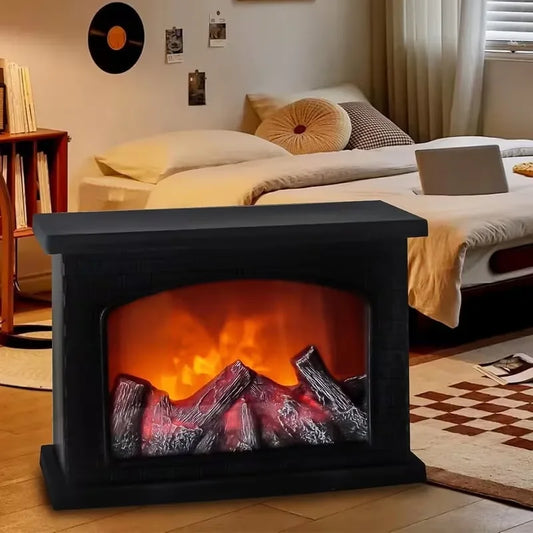 LED Fireplace Lamp Realistic Flame | Battery & USB Vintage Decor Decorative Flame Lamp Peaceful Pleasures Health and Wellness