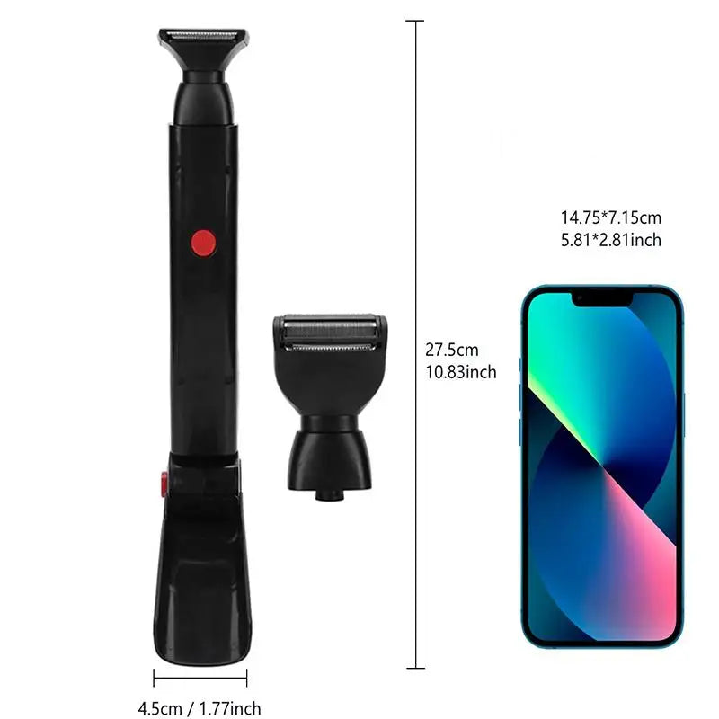 Foldable telescopic ceramic back electric shaving kit for men, body hair trimmer, with USB charging and waterproof function Peaceful Pleasures Health and Wellness