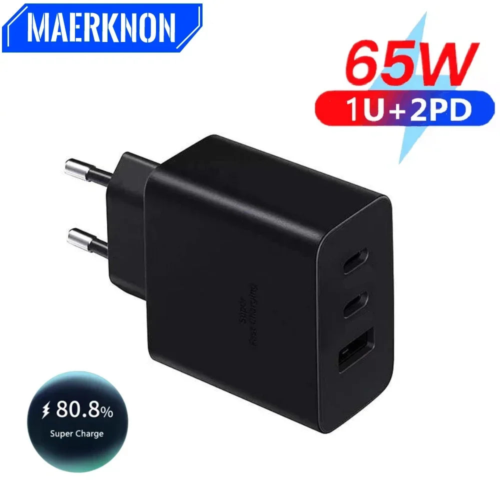 65W GaN USB-C Fast Charger Wall Adapter – iPhone & Android