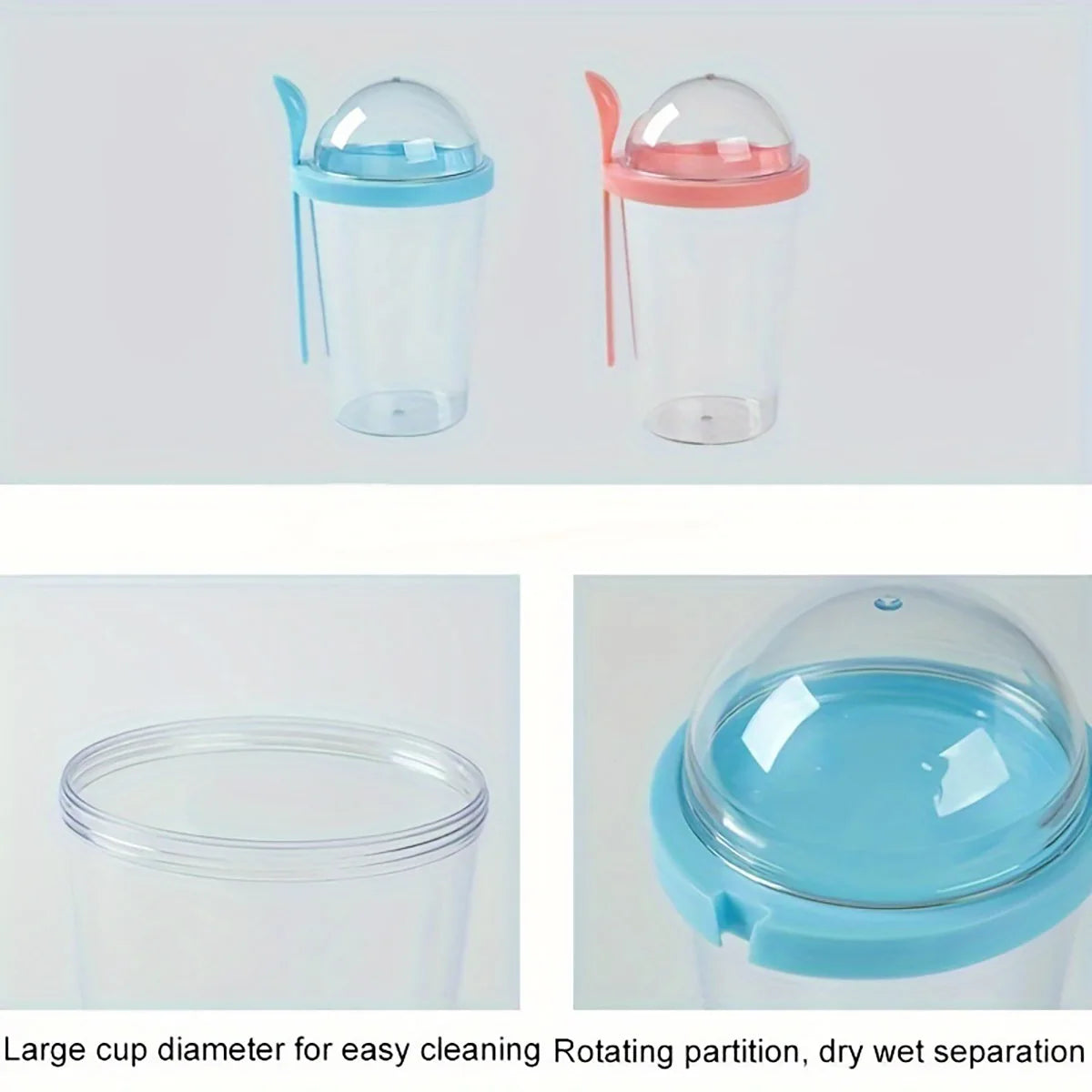 Dry Wet Separation Salad Cup Plastic Healthy Salad Container With Spoon Salad Cup With Lid Portable Salad Cup For Outdoor Peaceful Pleasures Health and Wellness