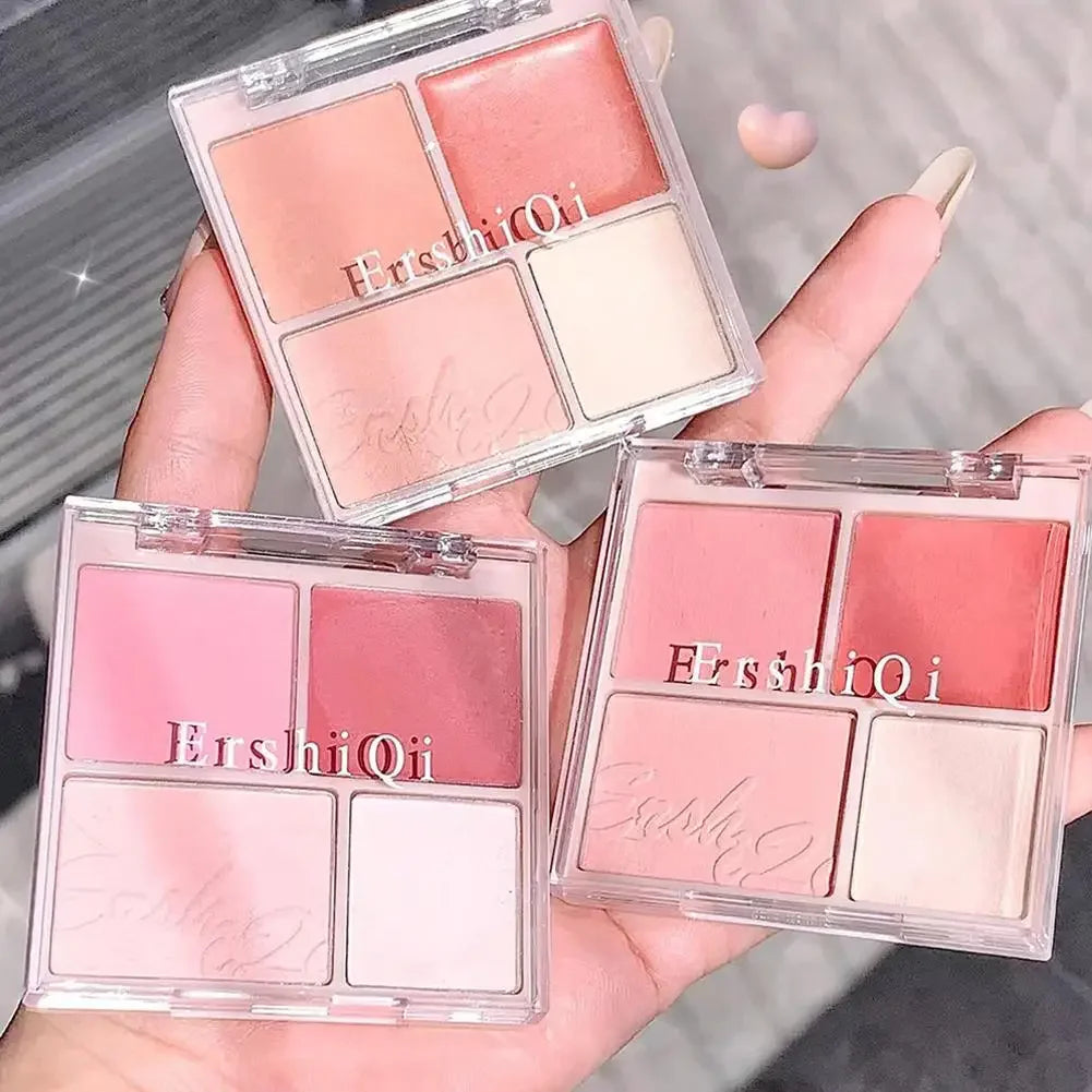 4 Color Matte Pink Blush Palette Shades Pigmented Shimmering Long Lasting Cheek Makeup For Brighten Nude Natural Blusher Palette Peaceful Pleasures Health and Wellness