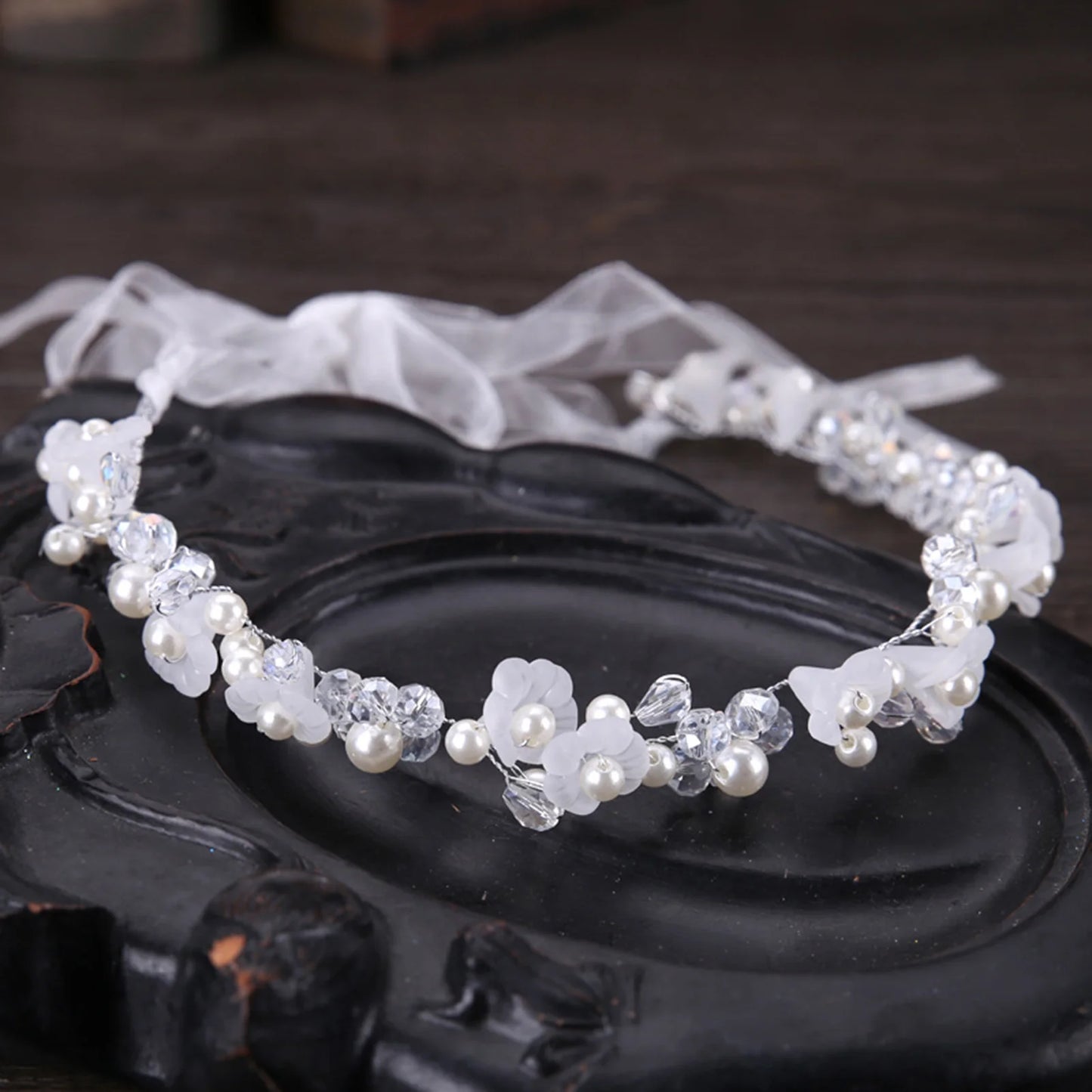 Bridal Hairband Hair Jewelry Birthday Party Crystal Headpiece with Ribbon for Birthday Party And Pageant Peaceful Pleasures Health and Wellness