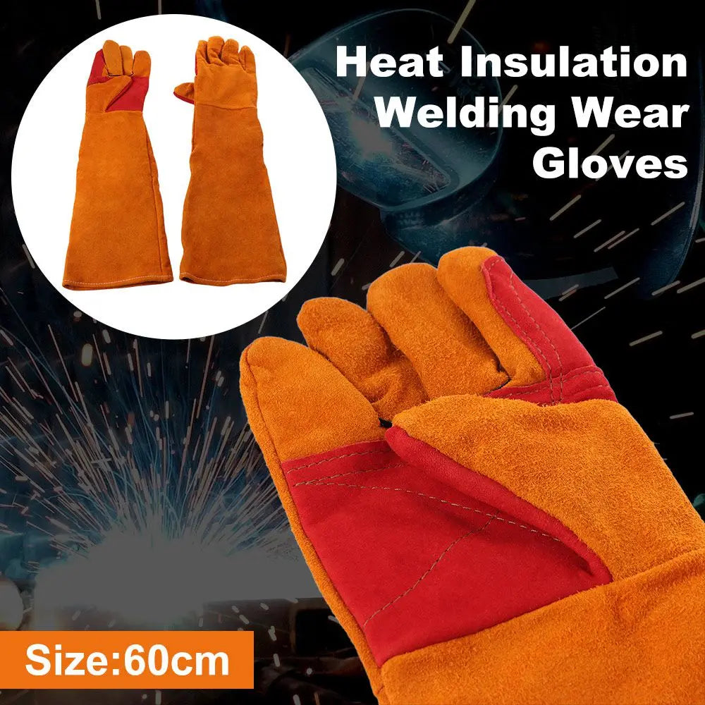 Comfortable Work Safety Gloves Lengthen 60cm Full Finger Leather Working Gloves Fireproof Flexible Long Sleeves Barbecue Gloves Peaceful Pleasures Health and Wellness