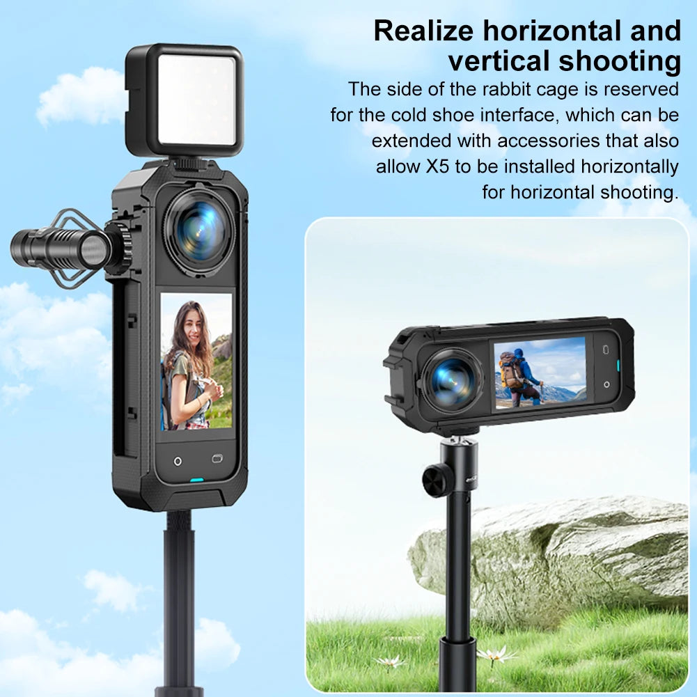 Action Camera Frame Magnetic Quick Release Interface Expansion Bracket Housing Case for Insta360 X5 Camera Accessories Peaceful Pleasures Health and Wellness