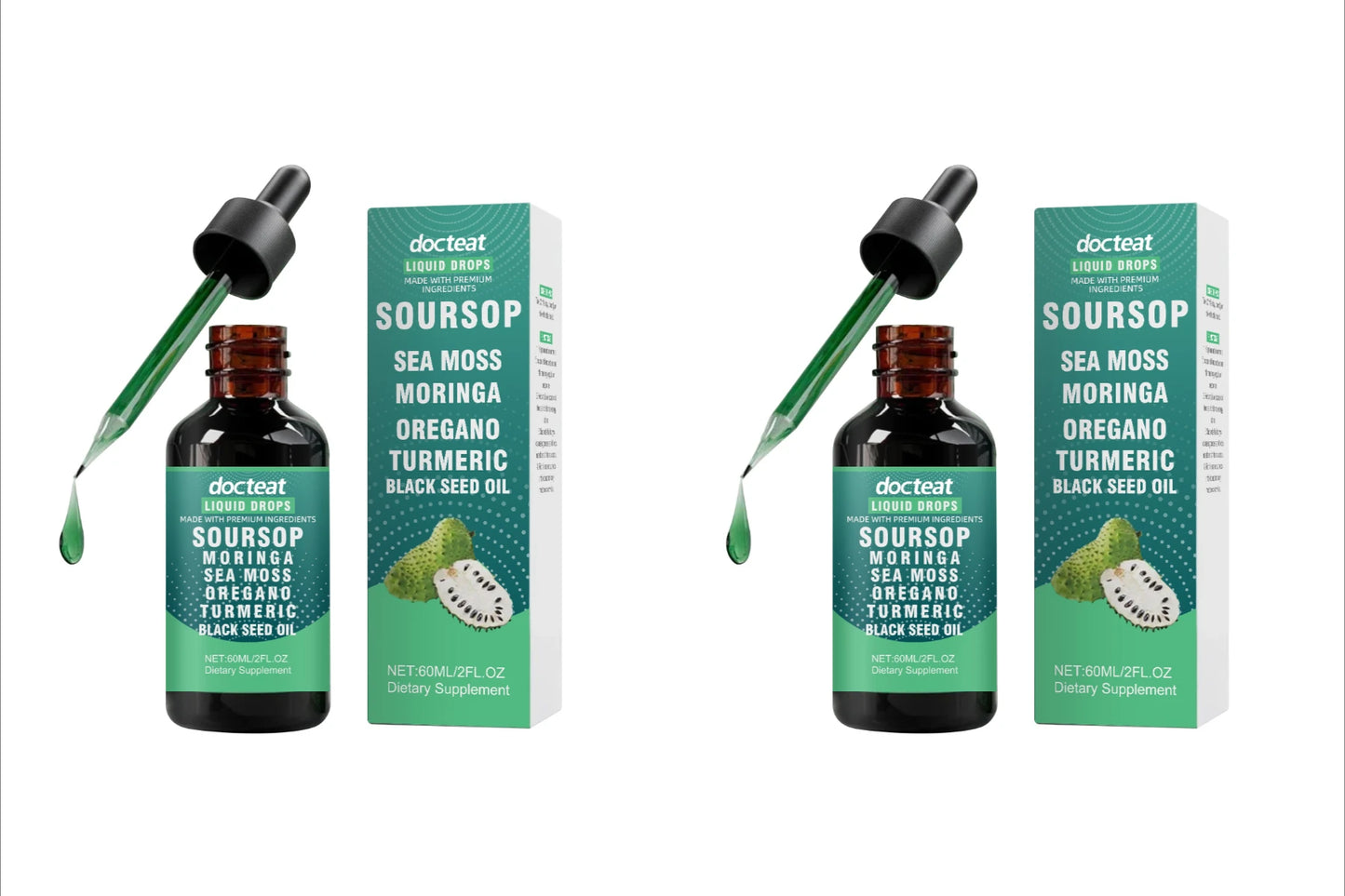 Soursop Sea Moss Moringa Turmeric Black Seed Oil Drops 60ml