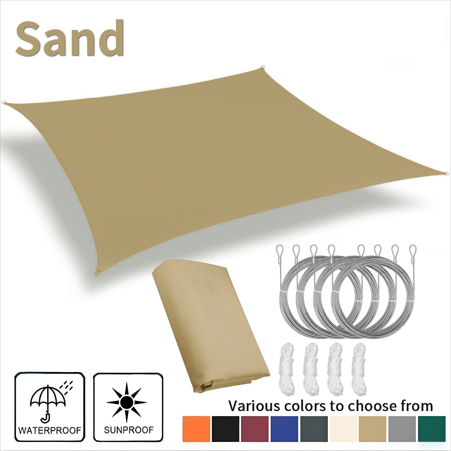 Waterproof Rectangle Sun Shade Sail – 98% UV Block Canopy