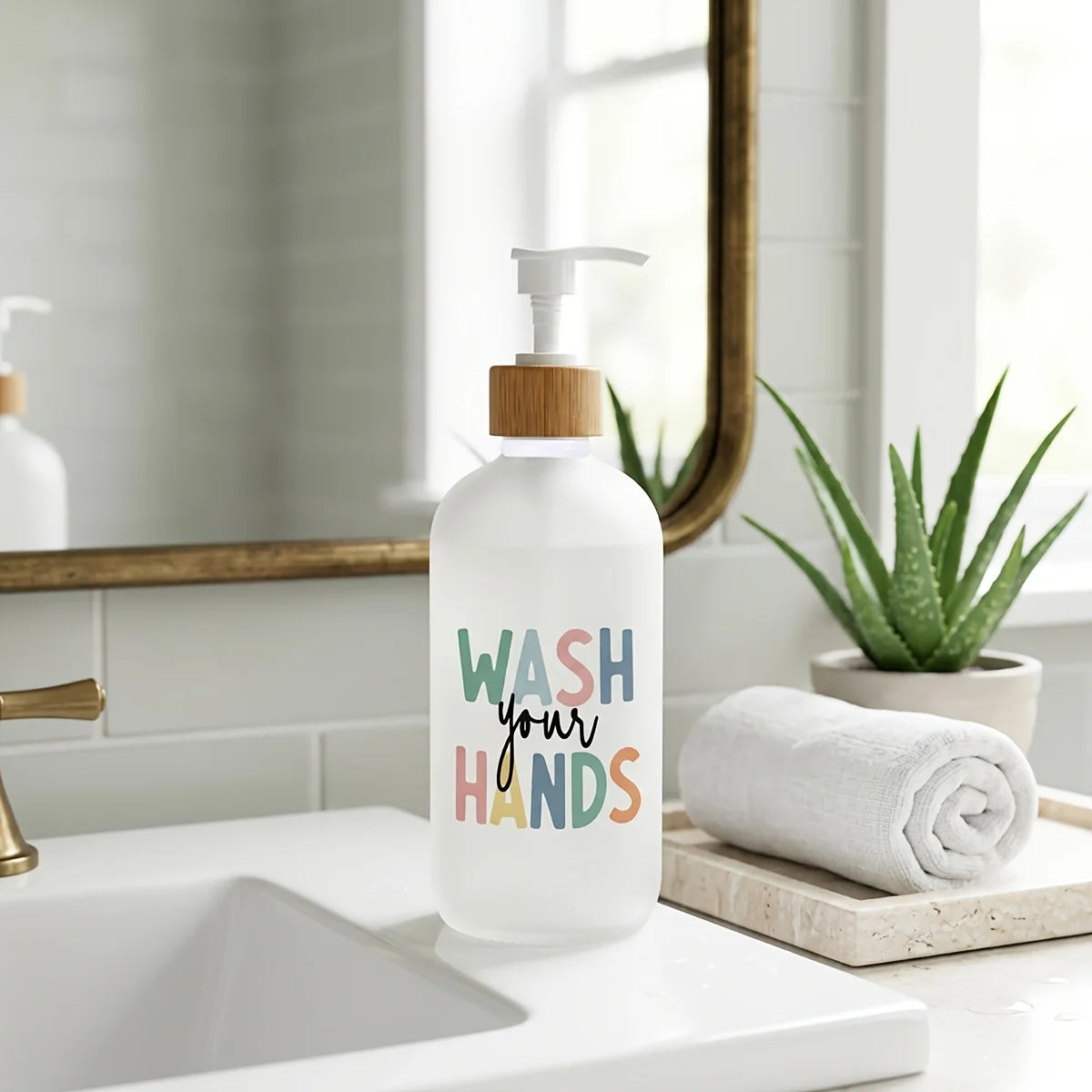 Boho Soap Dispenser with Pump – Refillable Countertop Hand Soap Pump Bottle