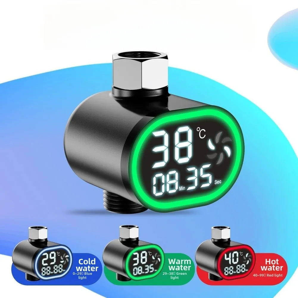 Black Shower Temperature Display LED Digital Water Flow Power