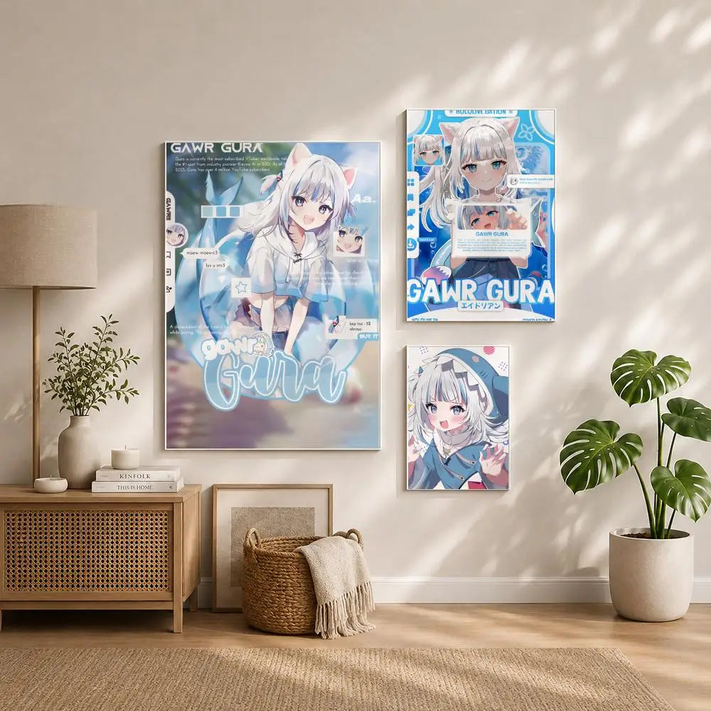 Vtuber G-Gawr GuraS Poster HD Self Adhesive Waterproof Wall Art Ideal for Home Office Dorm Bedroom Great Gift Peaceful Pleasures Health and Wellness