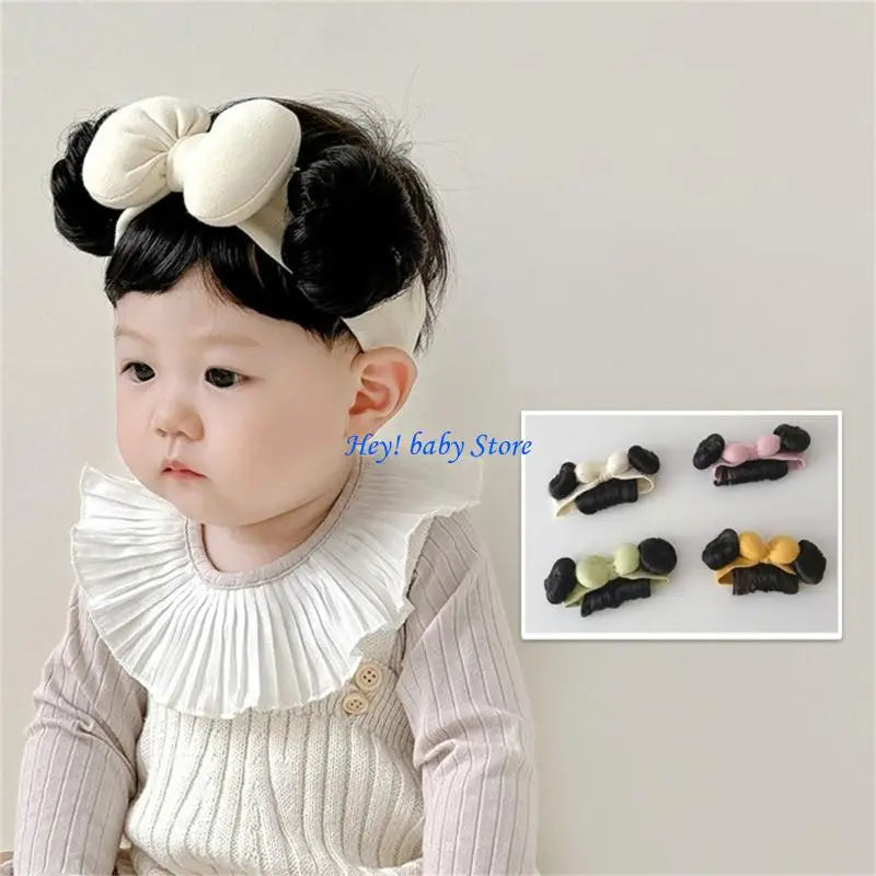 Baby Girl Bowknot Fringe Headband | Soft & Stretchy, Ages 3–12M