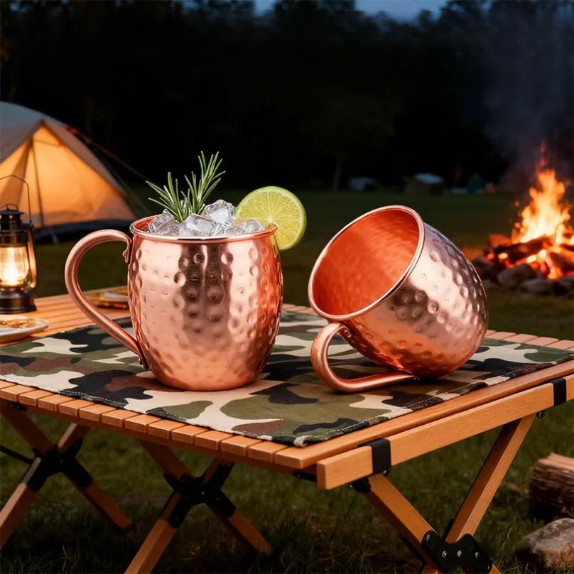 Moscow Mule Mug Durable Coppery Beer Mugs 350ml Coffee Mug Milk Cup Drinkware 304 Stainless Steel Copper-Plated Hammered Cup Peaceful Pleasures Health and Wellness