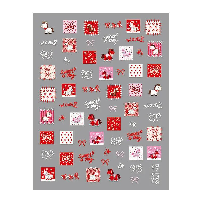 Cute Cartoon Pony Nail Stickers DIY Nail Stickers Nail Decorations Accessories Year Of The Horse Nail Appliques Art Sticker Peaceful Pleasures Health and Wellness A7