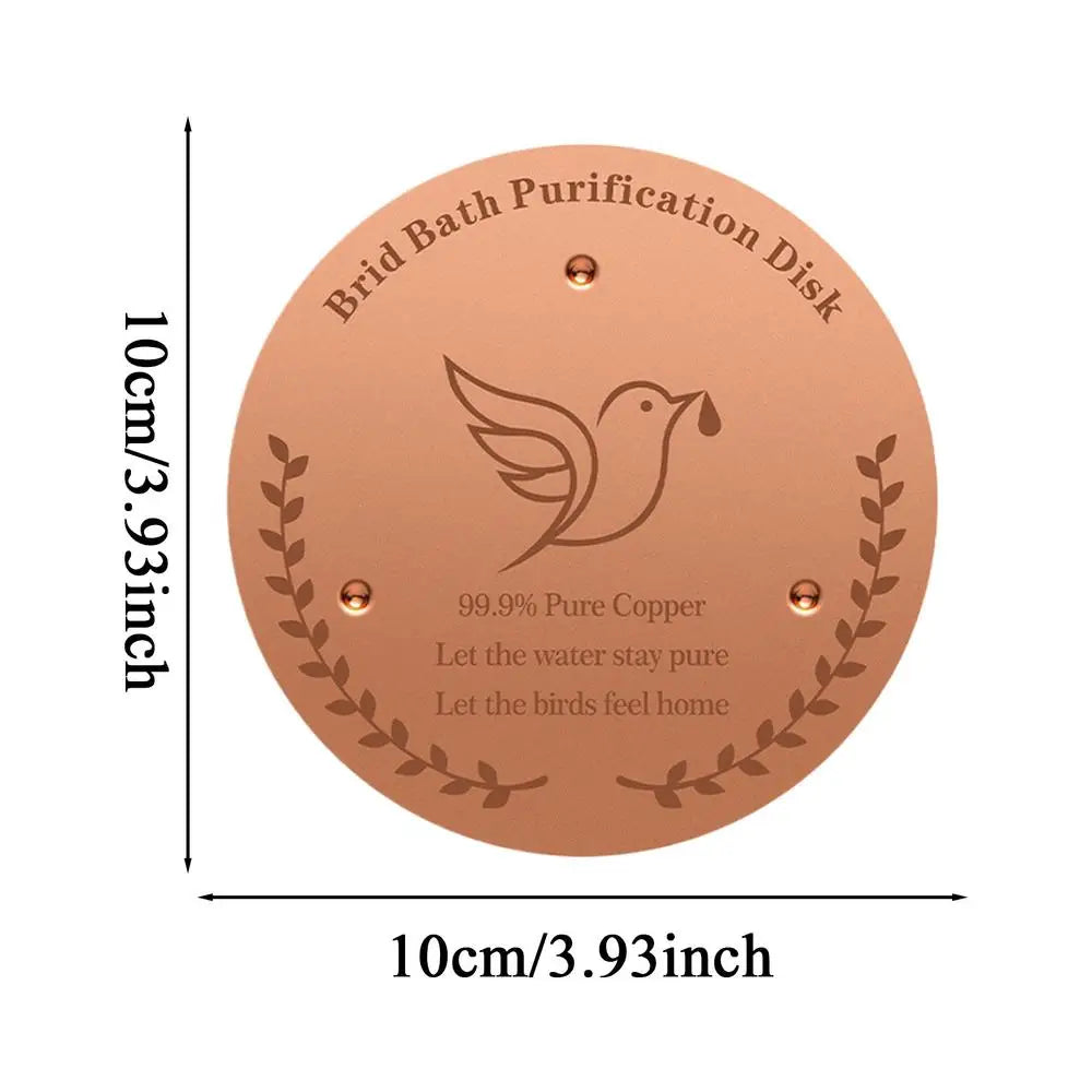 Copper Bird Bath Cleaning Disk | 3-Point Support, All-Season