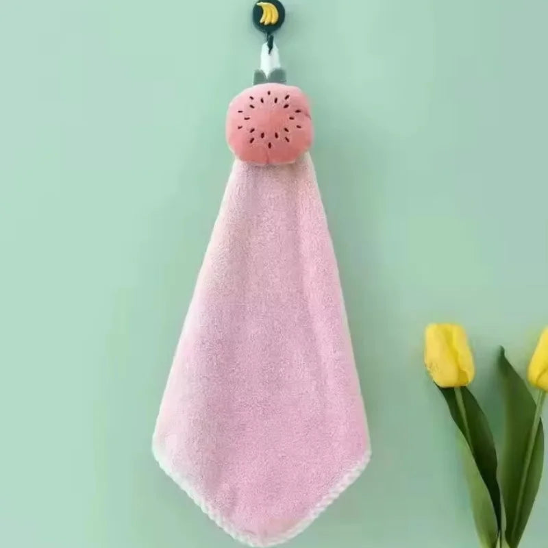 Coral Fleece Hangable Thicken Towel CartoonTowel Cute Absorbent Hand Towels Cleaning Cloth Rag Handkerchief Peaceful Pleasures Health and Wellness