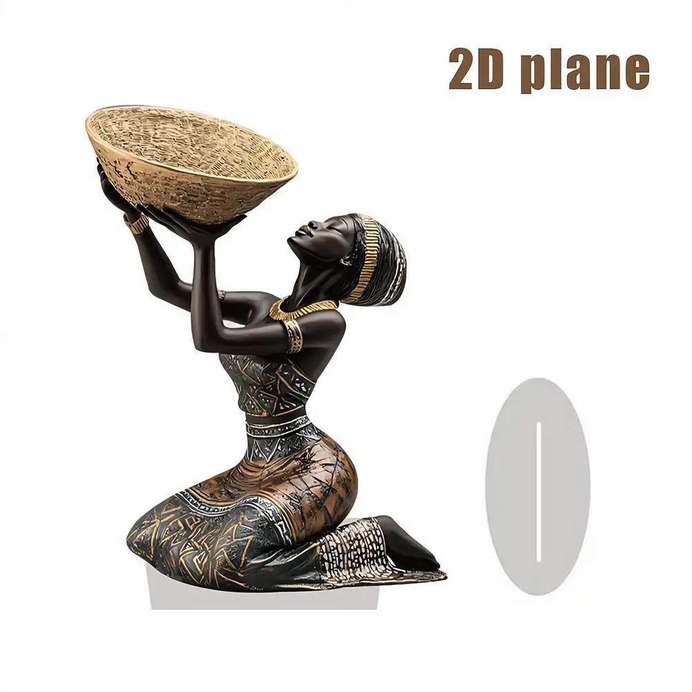 African Woman Acrylic Figurine – Ethnic Home Décor Ornament