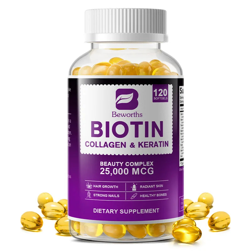 BBEEAAUU Biotin Capsules – Hair Growth, Follicle Repair & Skin Hydration Dietary Supplement Peaceful Pleasures Health and Wellness