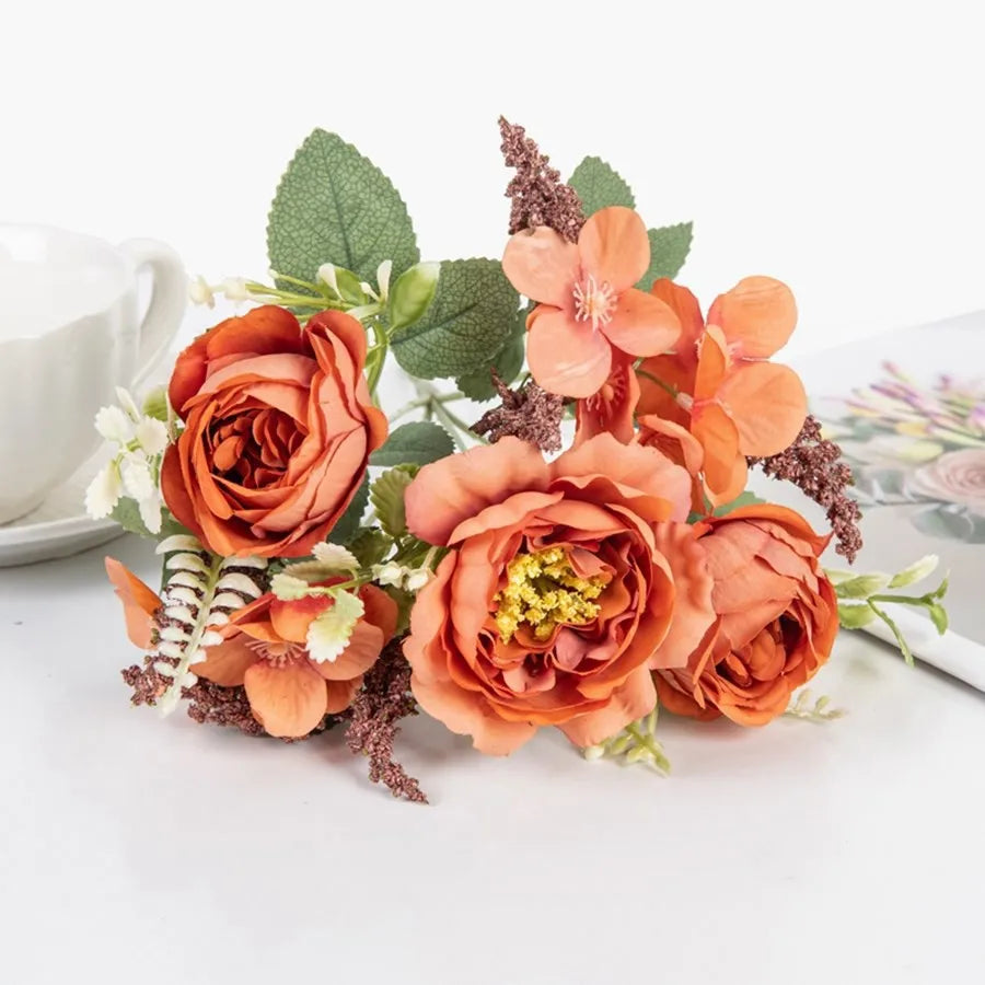 White Silk Hydrangea Peony Artificial Flowers Bundle | Wedding Décor
