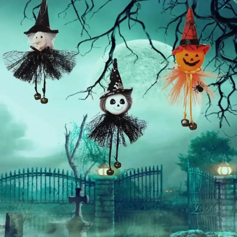 Halloween Gnome Hanging Ornaments Set of 4 | Pumpkin Witch Ghost
