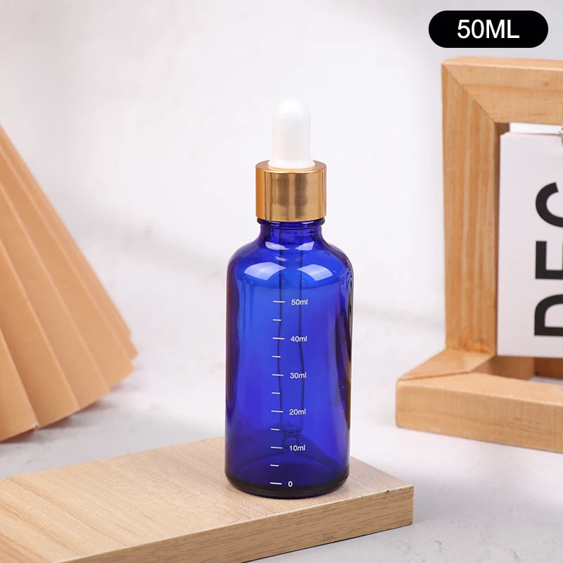 Blue Glass Dropper Bottles 5ml–100ml | Refillable Essential Oil