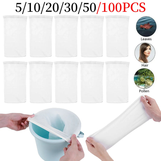 5/10/20/30/50/100pcs Filter Storage Pool Skimmer Socks Nylon Swimming Pool Filter Socks For Baskets Skimmers White Pool Supply Peaceful Pleasures Health and Wellness