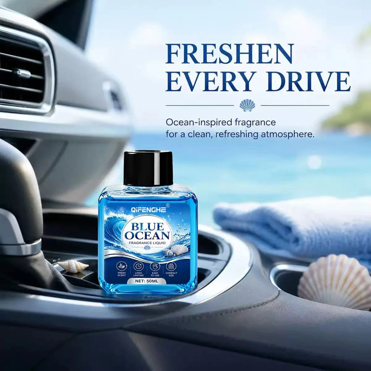 QIFENGHE Blue Ocean Car Air Freshener Liquid 50ML