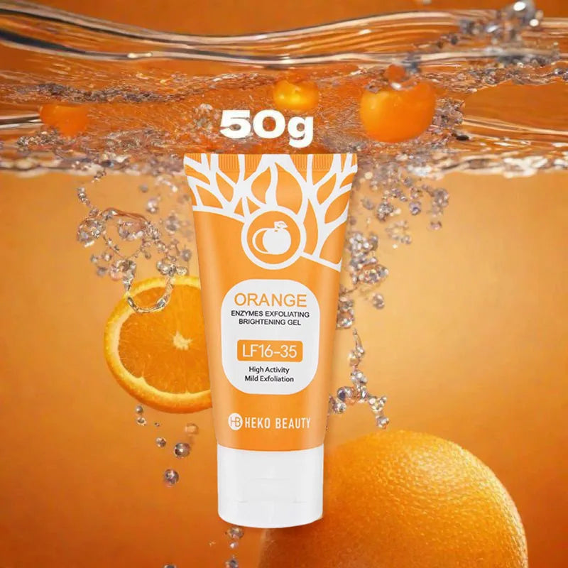 Orange Enzymes Exfoliating Gel Brightening Deep Cleansing Face Scrub Gentle Mud Peel Smoothing Skin Refine Pores Moisturize Care Peaceful Pleasures Health and Wellness