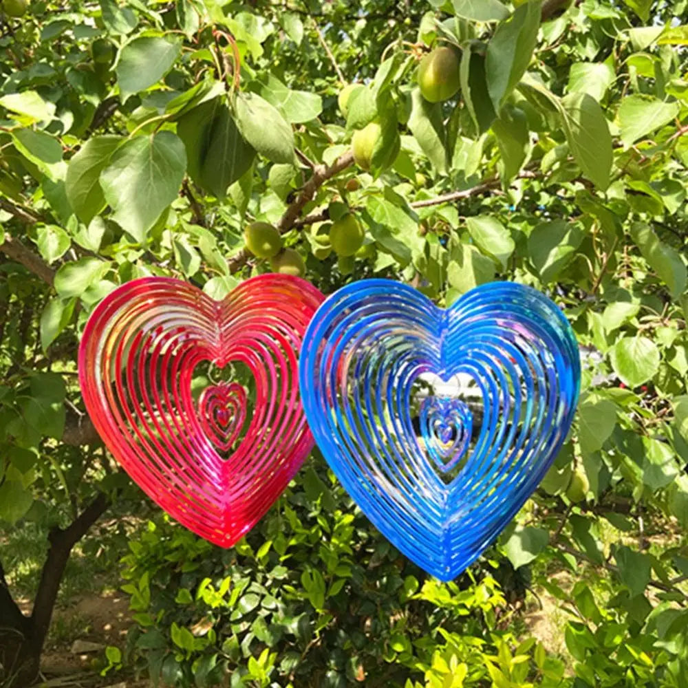 Heart-Shaped Wind Spinner Bird Repeller | Garden Hanging Decor