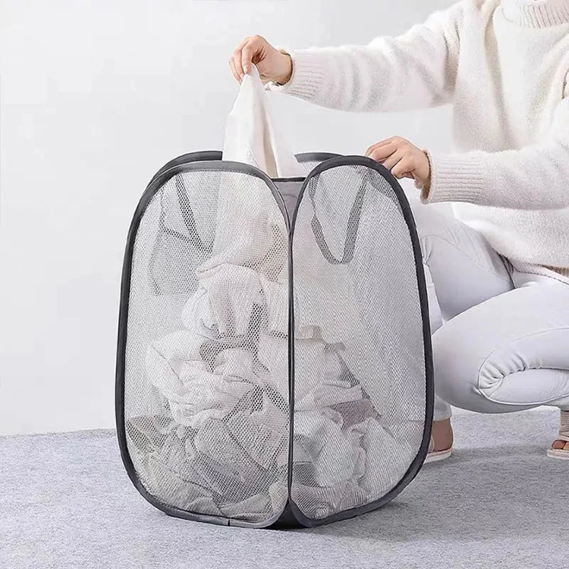 58 Large Capacity Storage Basket Mesh Pop-up Laundry Foldable Dirty