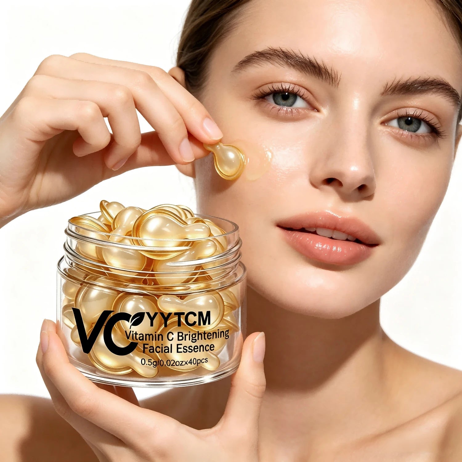 Vitamin C Facial Serum, Moisturizing and Brightening, Firming the Skin, Contains Vitamin E, Retinol, Hyaluronic Acid Facial Skin Care Serum, 18 Capsules/30 Capsules/40 Capsules/50 Capsules/60 Capsules/80 Capsules/100 Capsules Peaceful Pleasures Health and Wellness