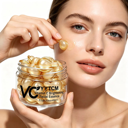 Vitamin C Facial Serum, Moisturizing and Brightening, Firming the Skin, Contains Vitamin E, Retinol, Hyaluronic Acid Facial Skin Care Serum, 18 Capsules/30 Capsules/40 Capsules/50 Capsules/60 Capsules/80 Capsules/100 Capsules Peaceful Pleasures Health and Wellness
