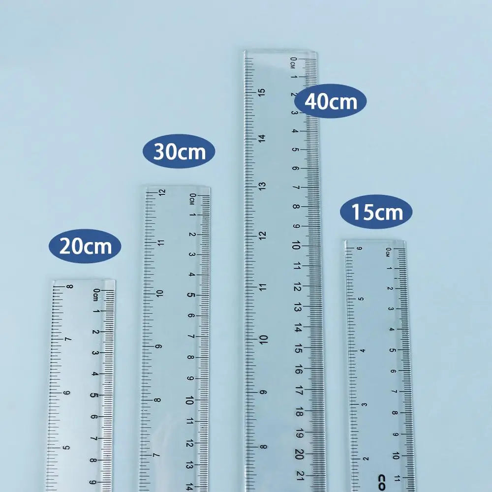 Stationery 15cm 20cm 30cm 40cm Straight Ruler Plastic Transparent Measuring Ruler Multifunction Drawing Ruler School Peaceful Pleasures Health and Wellness