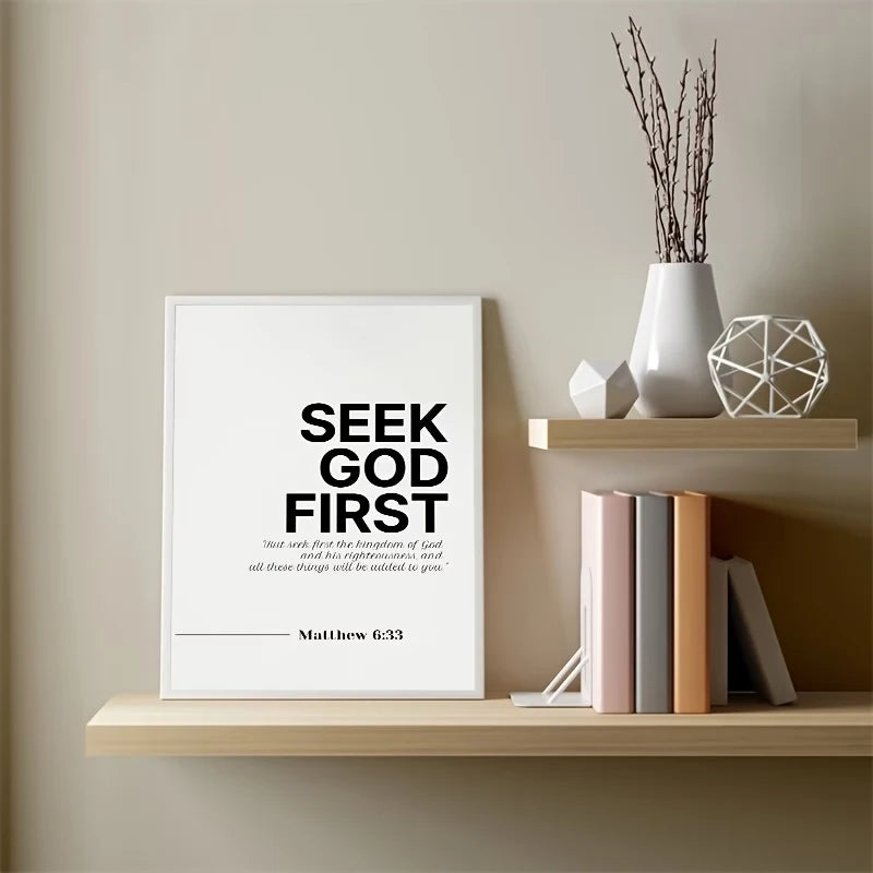 Matthew 6:33 Bible Verse Canvas Wall Art | Christian Decor
