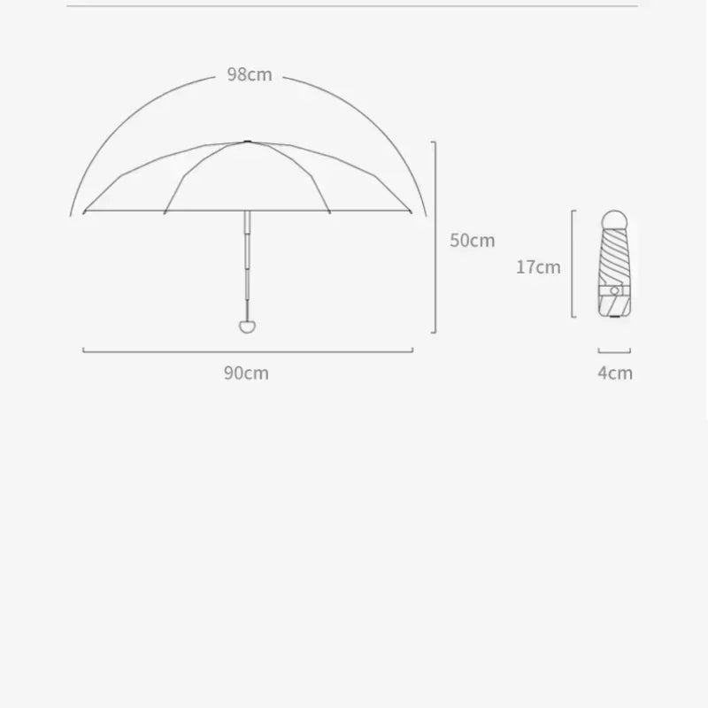 Mini UV & Rain Folding Umbrella – Compact 5-Fold Travel